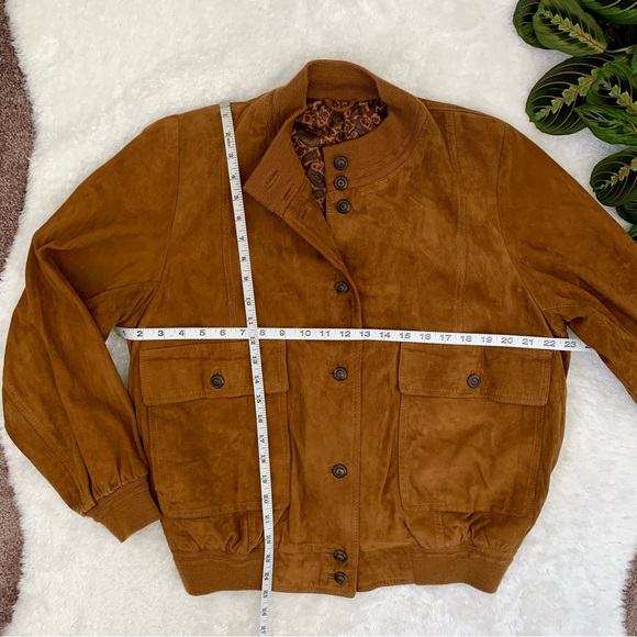 Vintage Vera Pelle Italian Leather Brown Suede Bomber Jacket - Picture 3 of 7